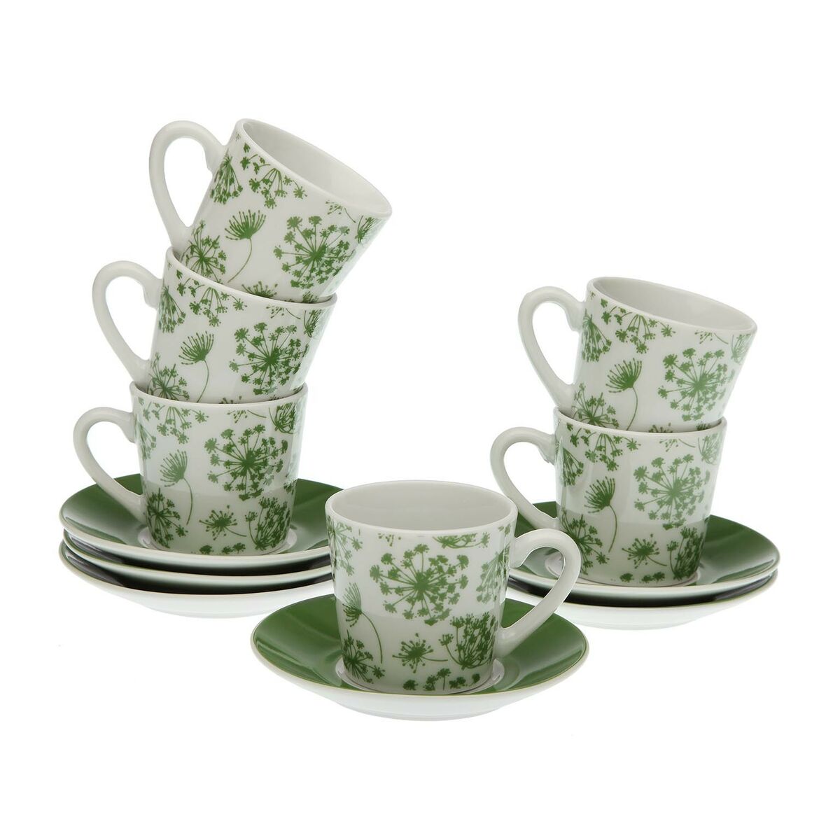 Set med 6 koppar och fat Versa Amanda 90 ml Multicolour Porslin