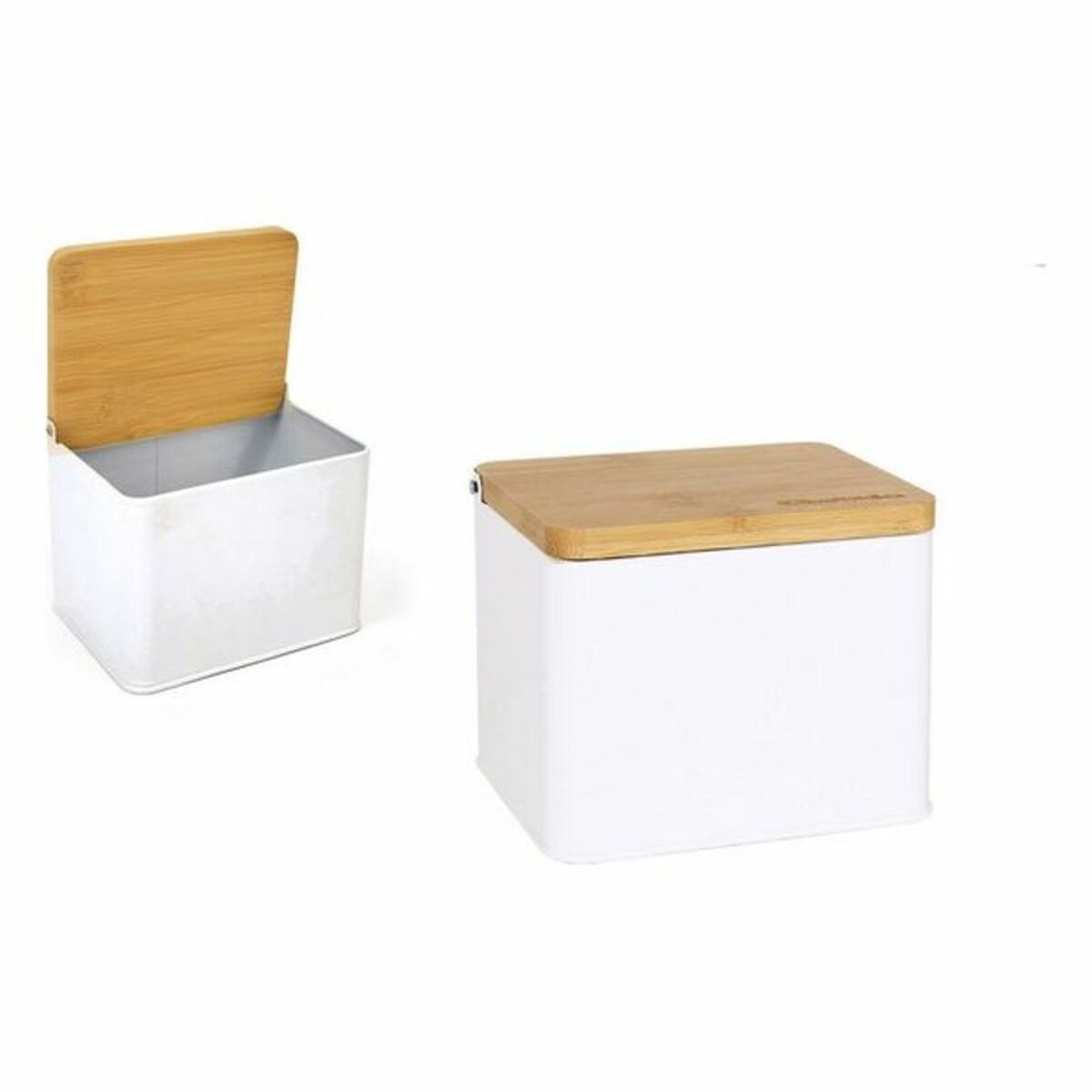 Saltkar med lock Privilege Metall Bambu (14 x 11 x 11 cm) - 3