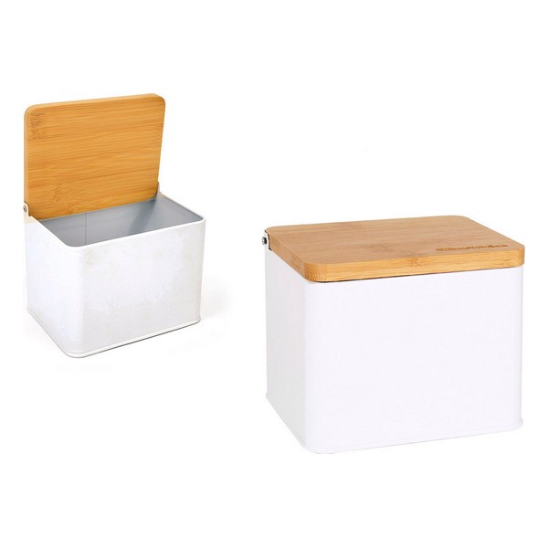 Saltkar med lock Privilege Metall Bambu (14 x 11 x 11 cm)