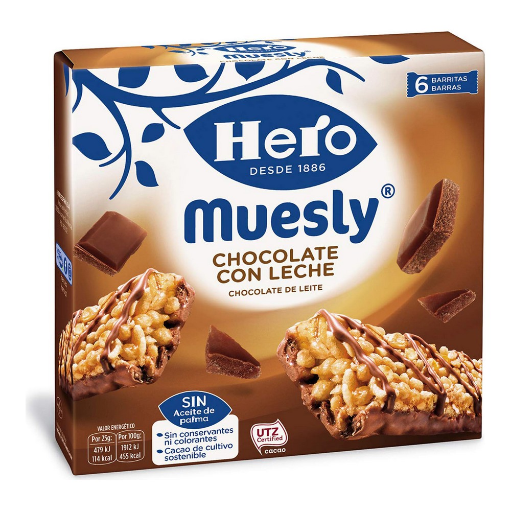 Energi bar Hero Muesly Mjölkchoklad (6 x 25 g)