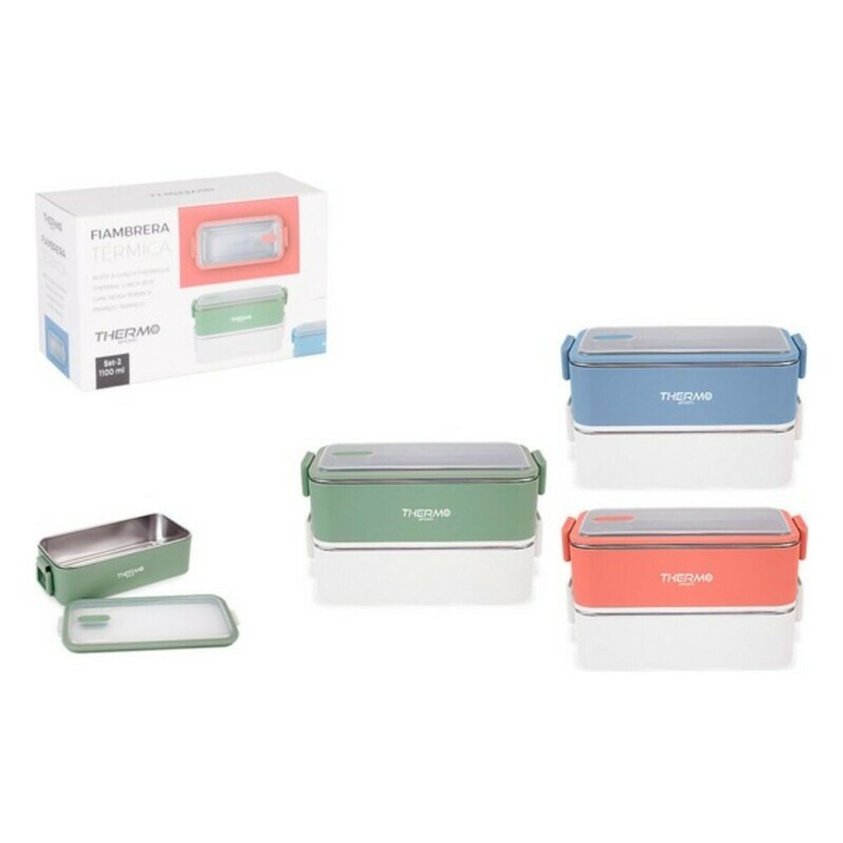 Lunchlåda ThermoSport Rektangulär Termisk (1100 ml) (2 x 550 ml) - 4