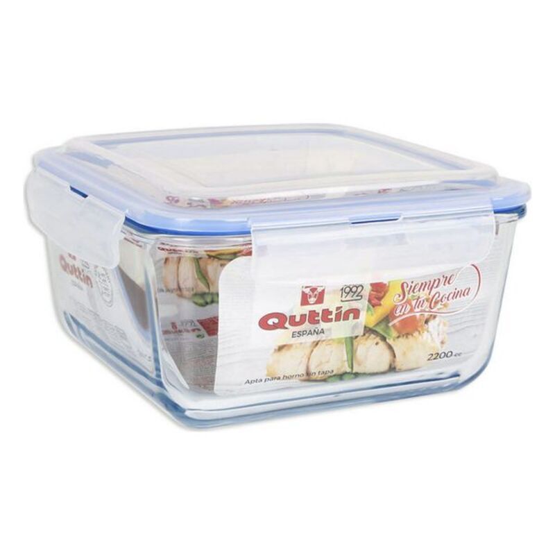 Lunchlåda Quttin Glas Med lock Hermetisk, Mått: 20 x 20 cm - 4