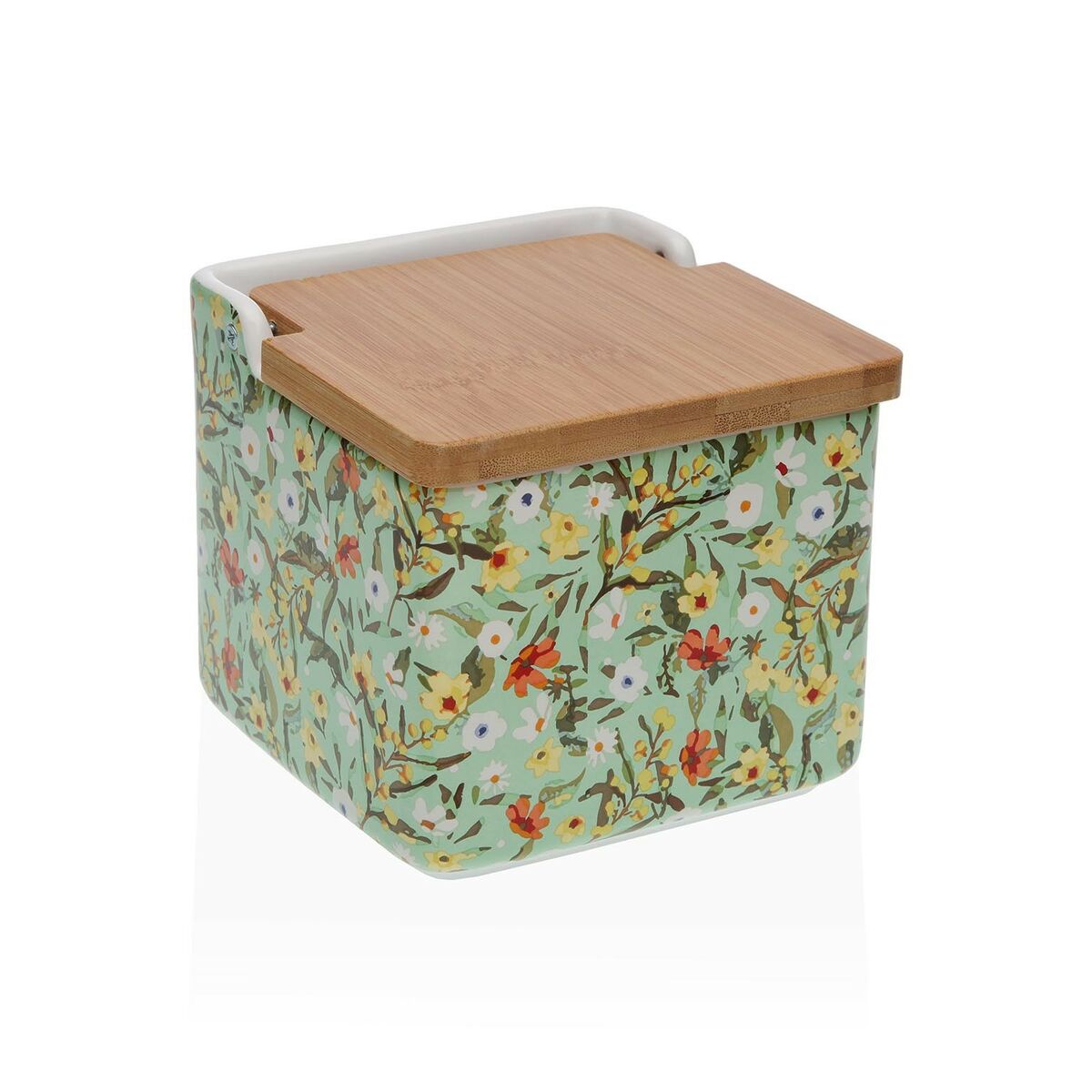 Saltkar med lock Versa Fiore 12,2 x 11,5 x 12,2 cm Keramik