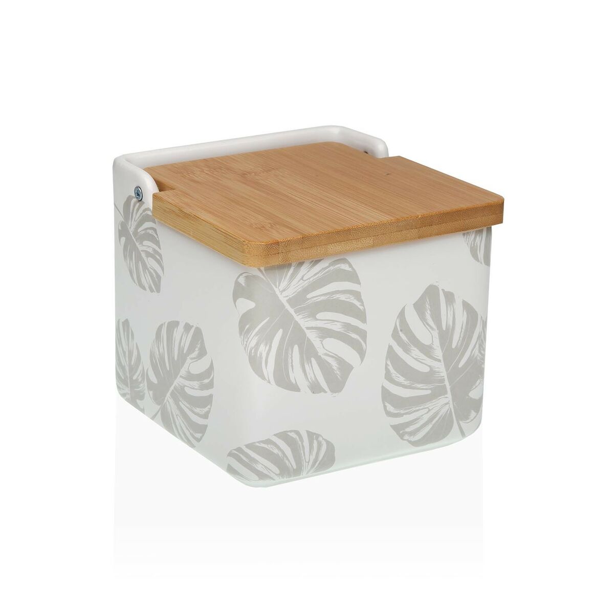 Saltkar med lock Versa Grå 12,2 x 11,5 x 12,2 cm Keramik