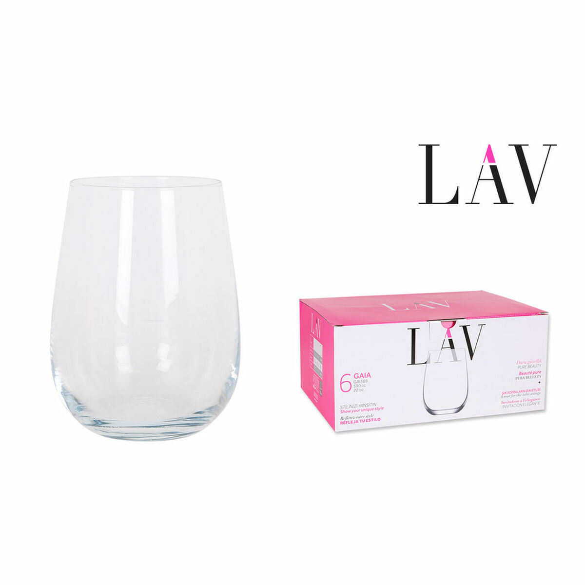 Glasset LAV Gaia Transparent (6 pcs), Kapacitet: 590 ml - 4