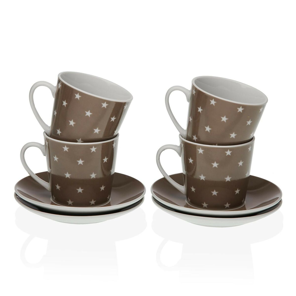 Set med kaffekoppar Versa Stjärnor Porslin (8 Delar)