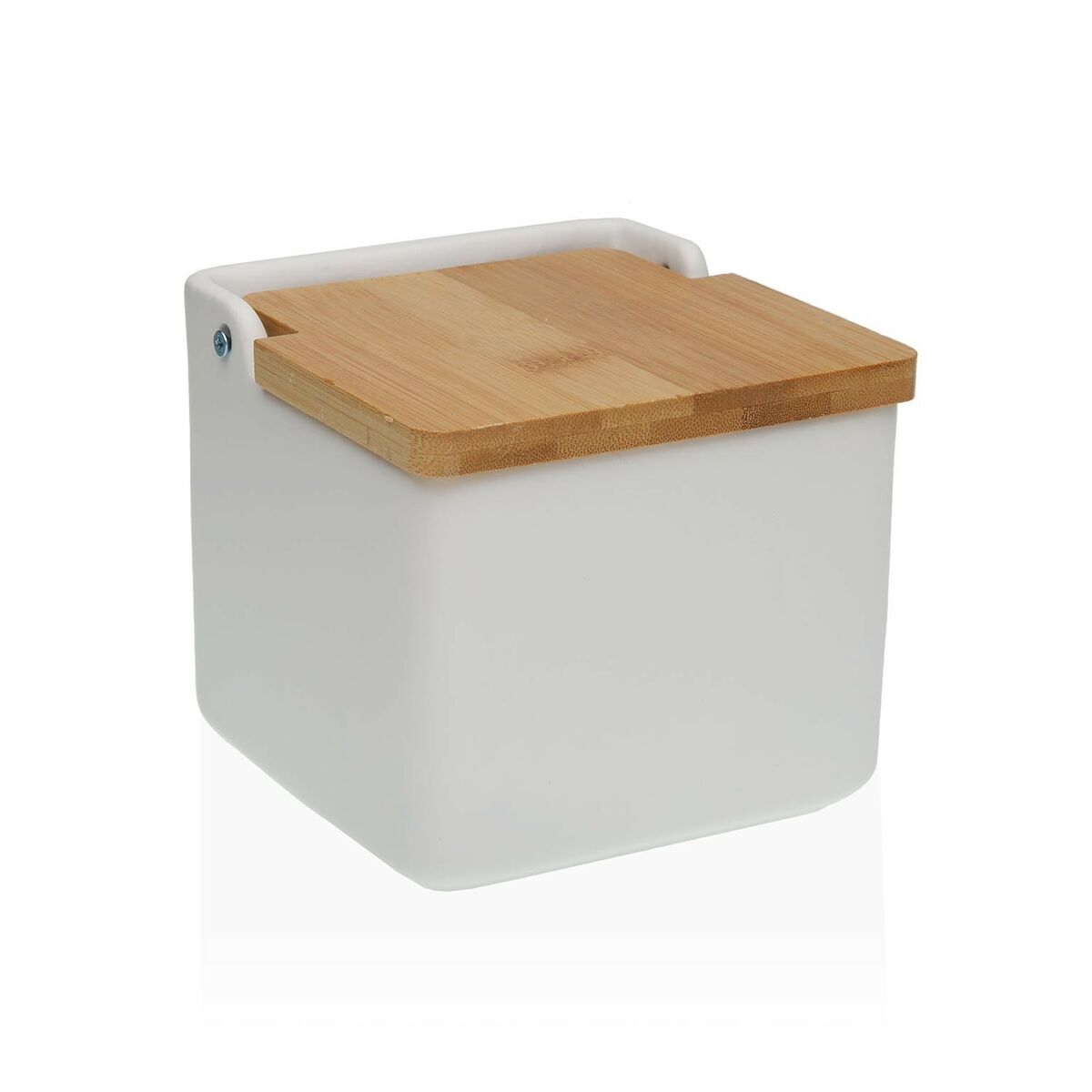 Saltkar med lock Versa Vit 12,2 x 11,5 x 12,2 cm Keramik Dolomite