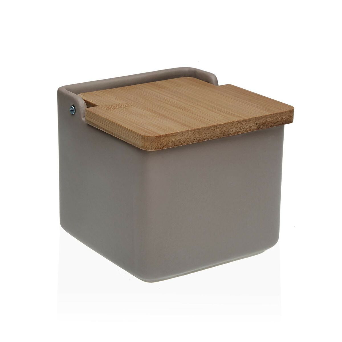 Saltkar med lock Versa Grå 12,2 x 11,5 x 12,2 cm Keramik Dolomite