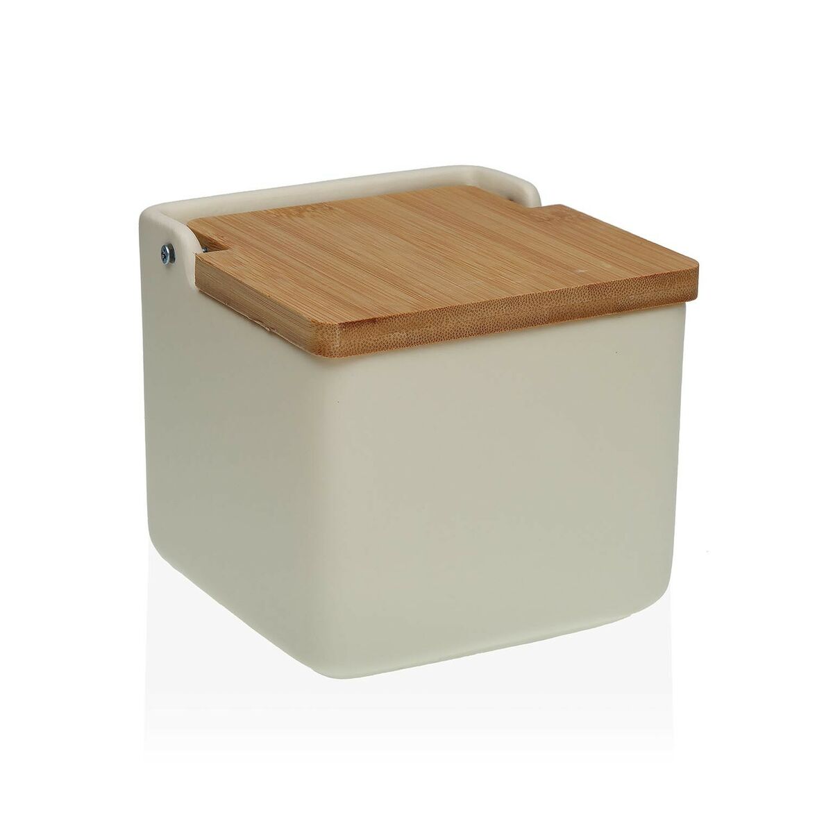 Saltkar med lock Versa Beige 12,2 x 11,5 x 12,2 cm Keramik Dolomite