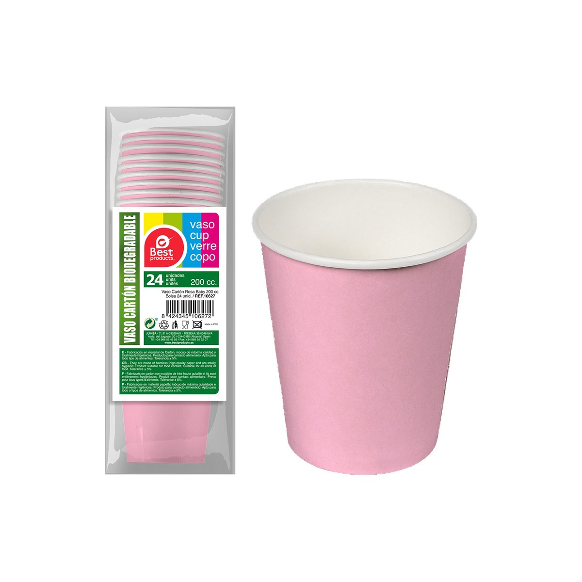 Glasset Best Products Green Rosa 200 cc Papp (24 Delar)