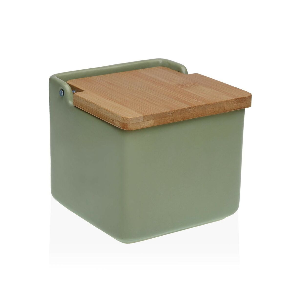 Saltkar med lock Versa Grön 12,2 x 11,5 x 12,2 cm Keramik Dolomite