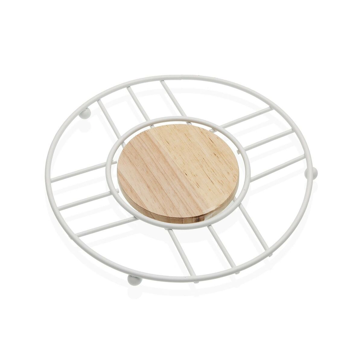 Bordsunderlägg Versa Vit Trä Gummiträ Stål Järn 20 x 1 x 20 cm