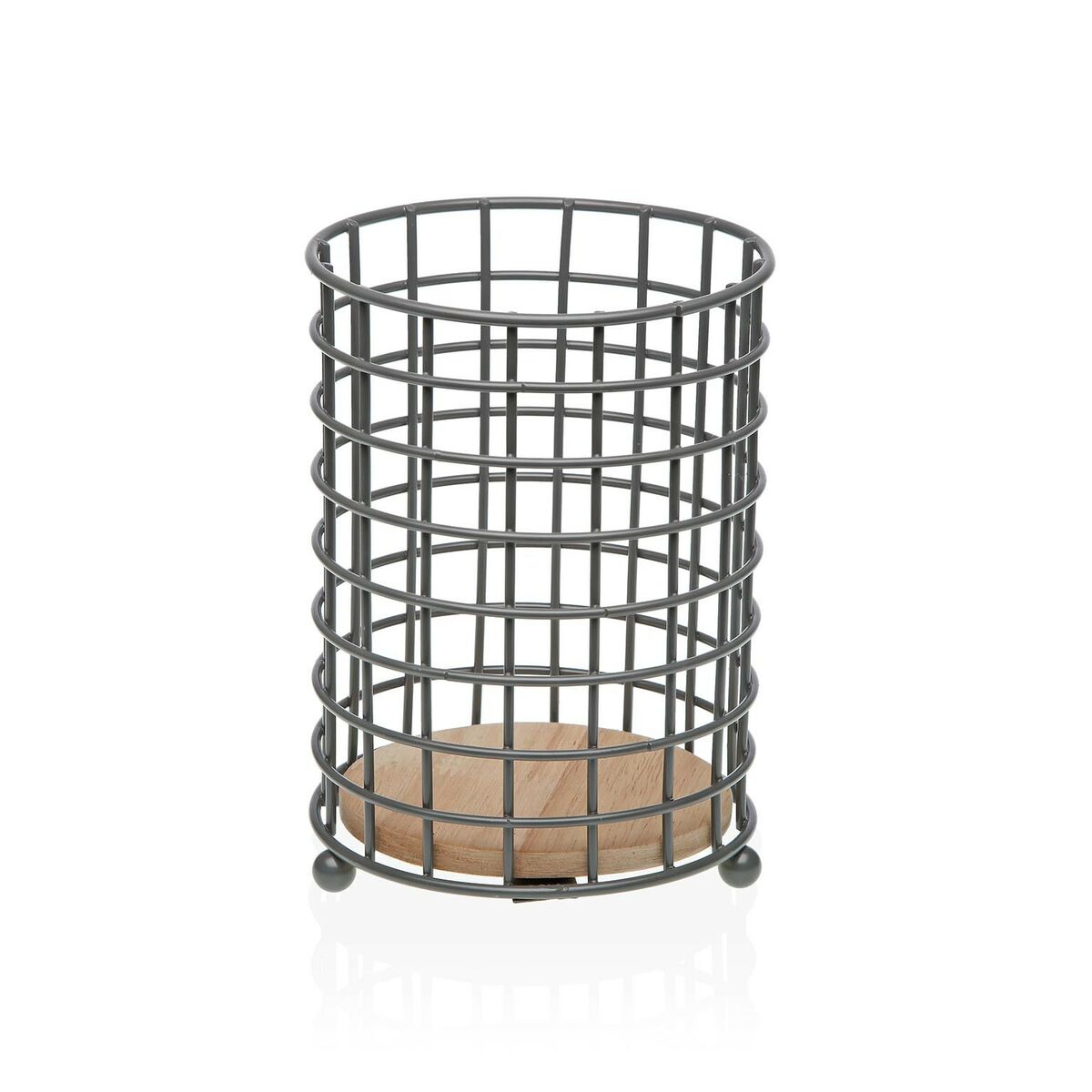 Besticks-sortering Versa Grå Trä Gummiträ Stål Järn 12,5 x 17,5 x 12,5 cm