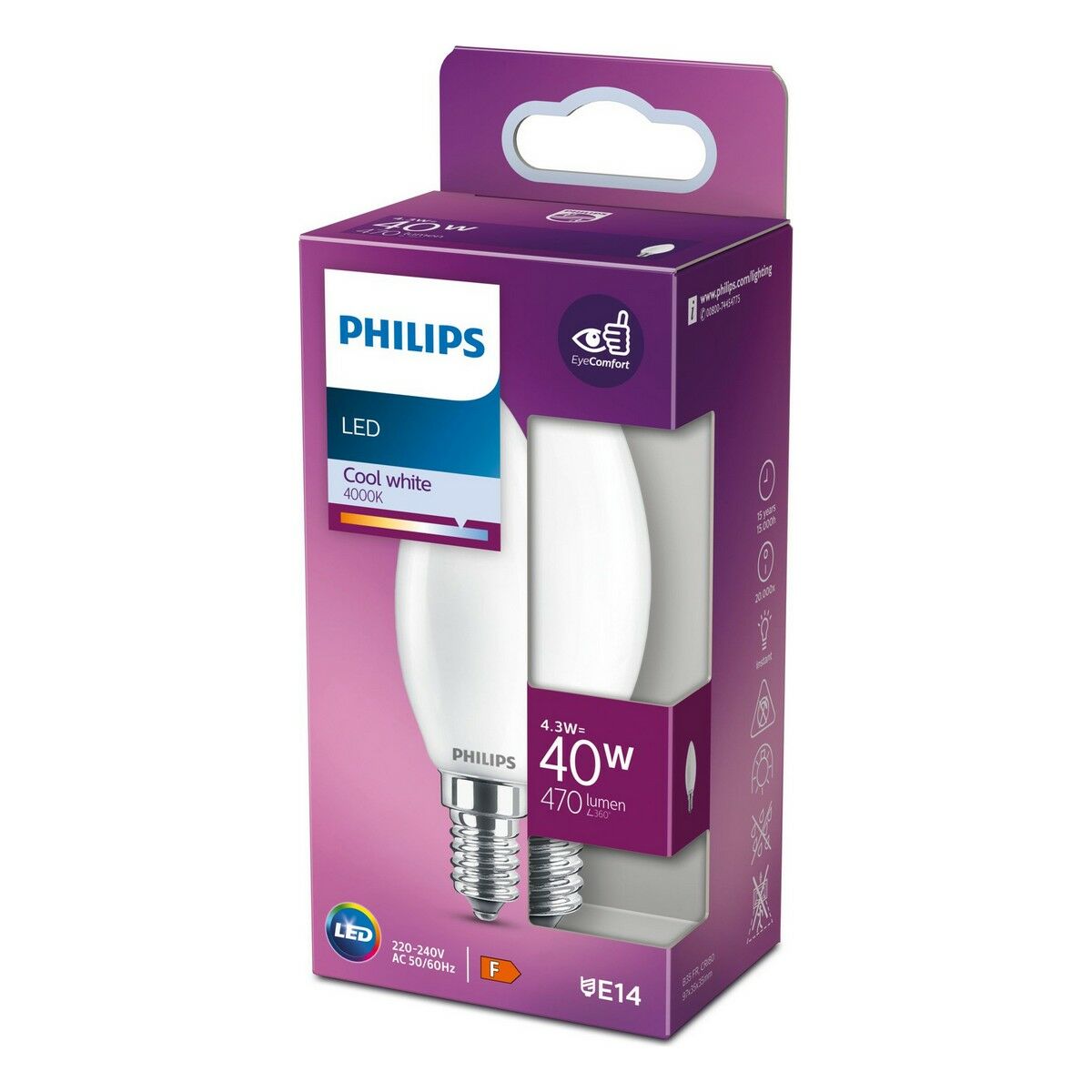 LED-lampa Philips 3,5 x 9,7 cm E14 470 lm 4,3 W (4000 K)