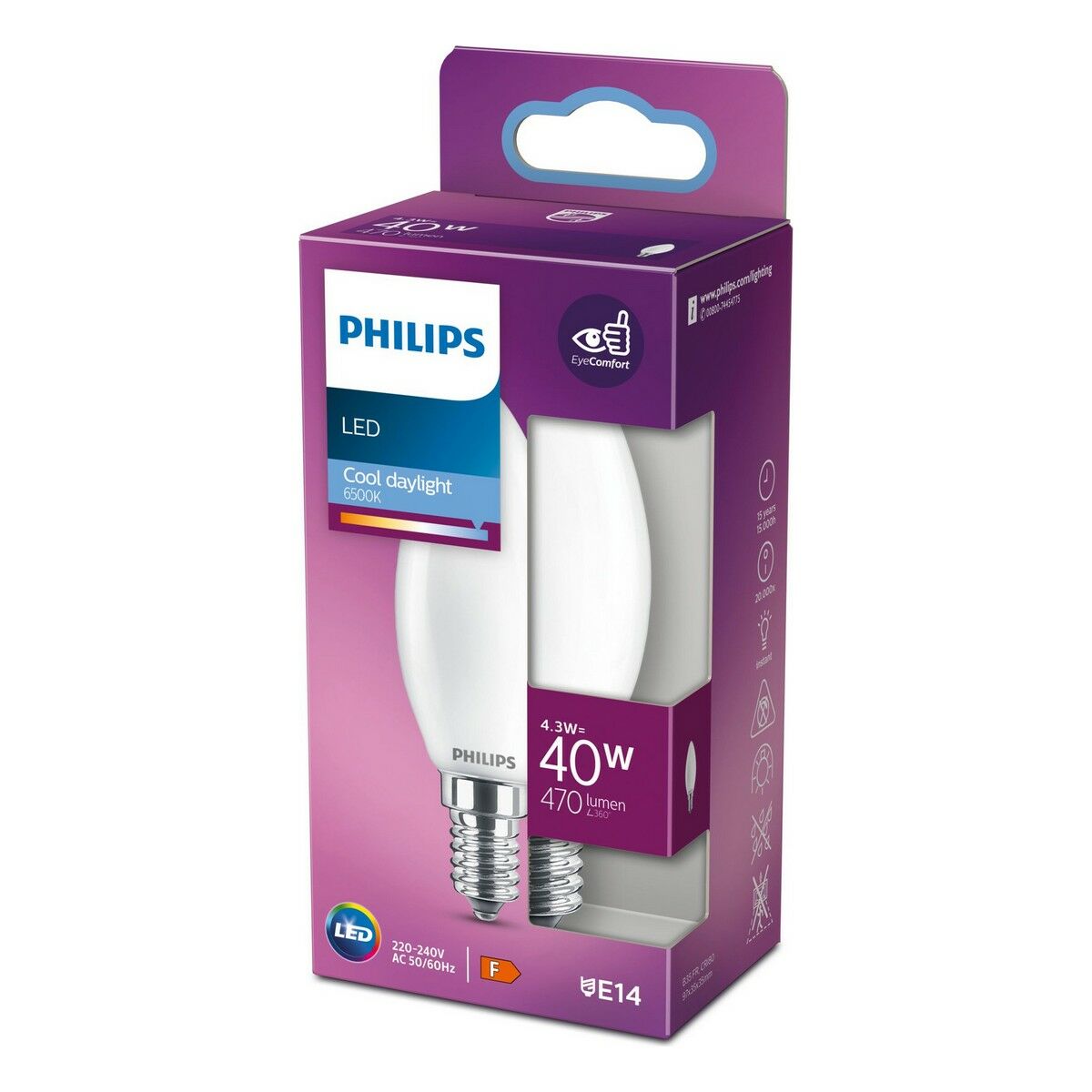 LED-lampa Philips 3,5 x 9,7 cm E14 470 lm 4,3 W (6500 K)