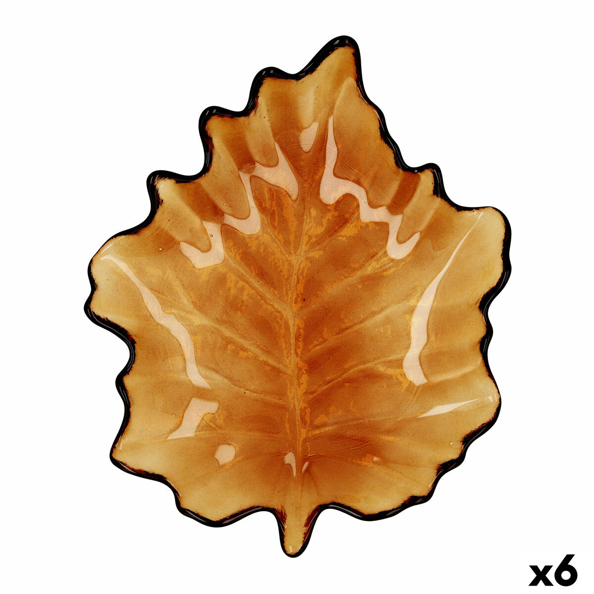 Snacksbricka Quid Blad Brun Glas (22 x 18 cm) (Pack 6x)