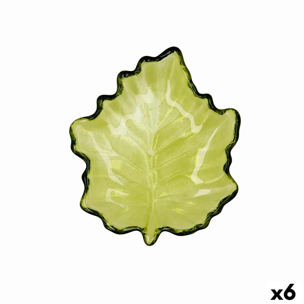 Snacksbricka Quid Blad Grön Glas (14 x 14,5 cm) (Pack 6x)