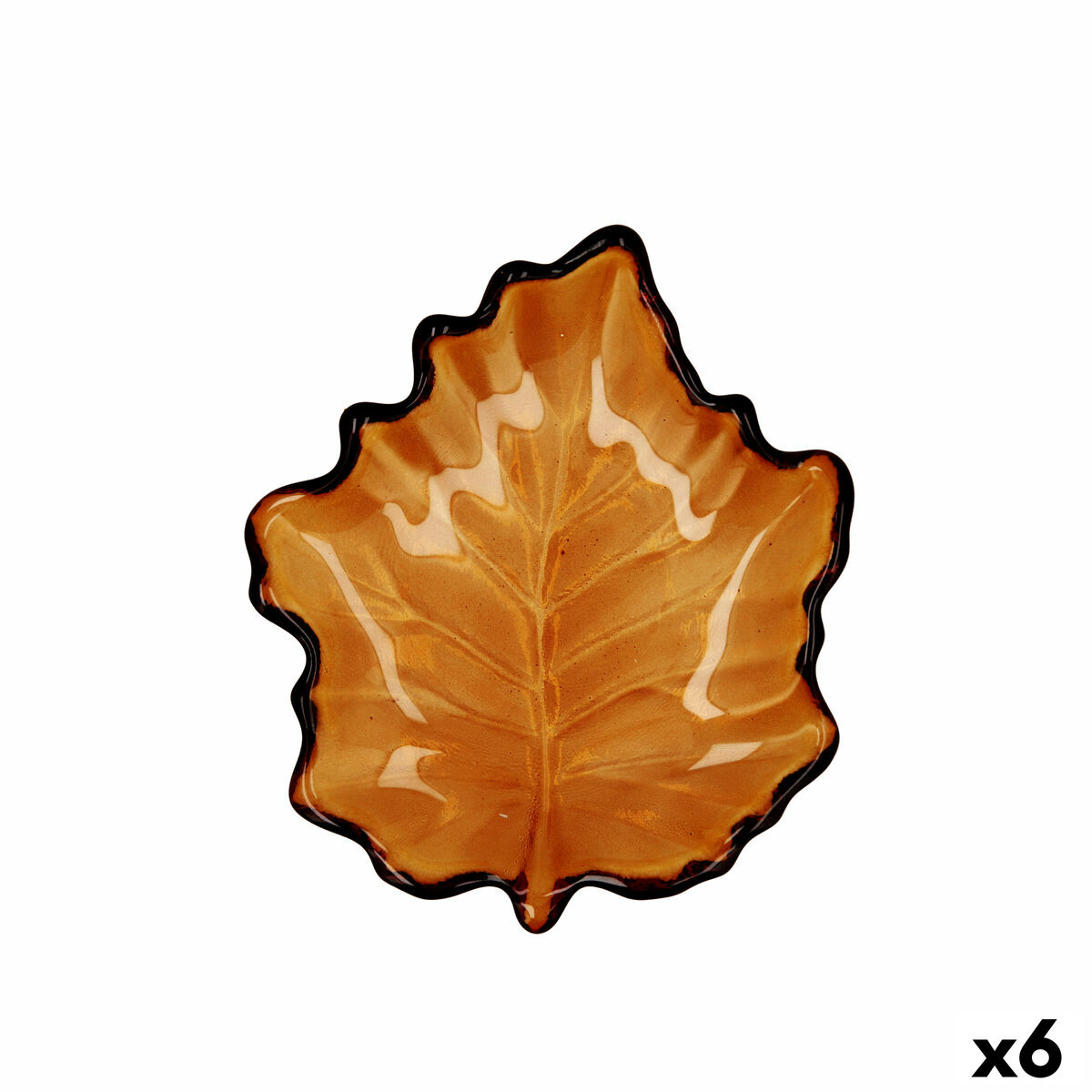 Snacksbricka Quid Blad Brun Glas (14 x 14,5 cm) (Pack 6x)