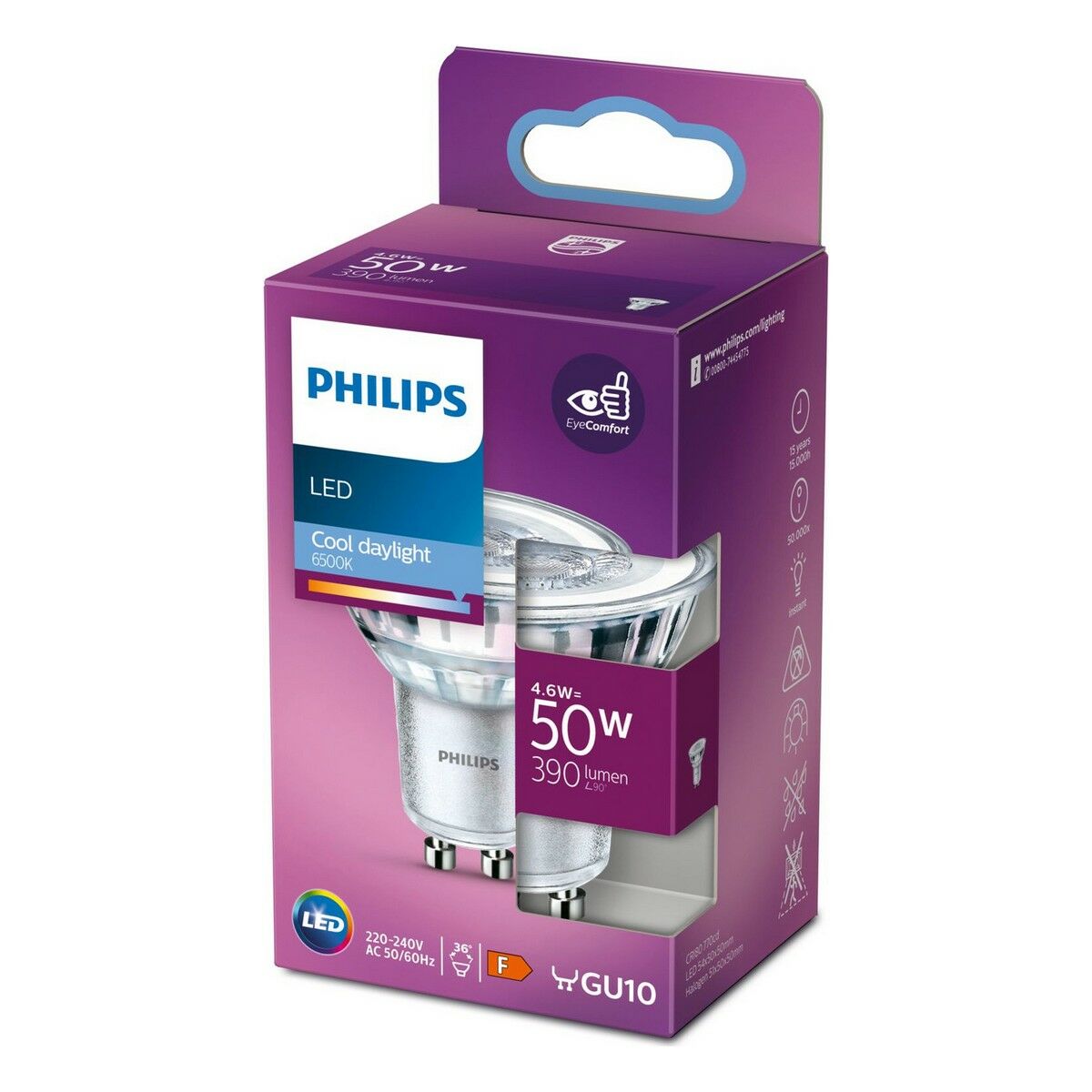 Dikroisk LED-lampa Philips Foco 4,6 W GU10 F 390 lm (6500 K)