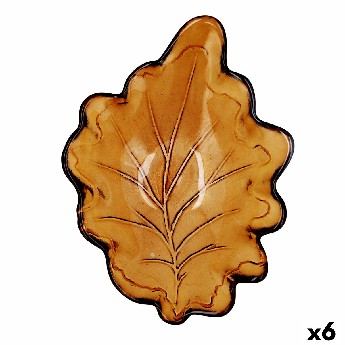 Snacksbricka Quid Blad Brun Glas (19 x 14 x 4 cm) (Pack 6x)