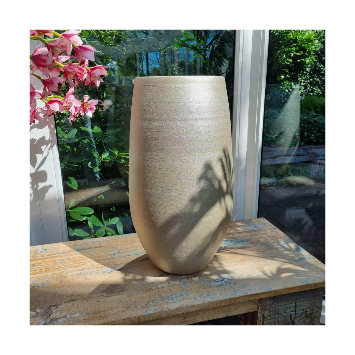 Vas Mica Decorations Keramik Gyllene (Ø 29 x 50 cm) - 4