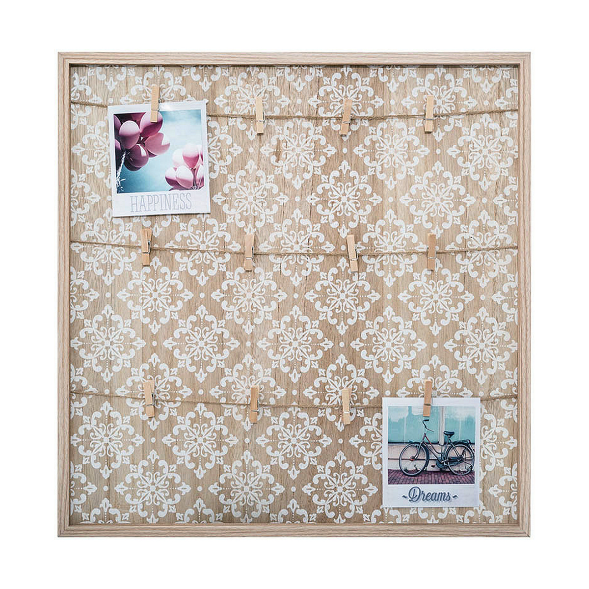 Fotoram med klämmor Atmosphera Svart Naturell Metall Trä MDF 48 x 48 x 2 cm