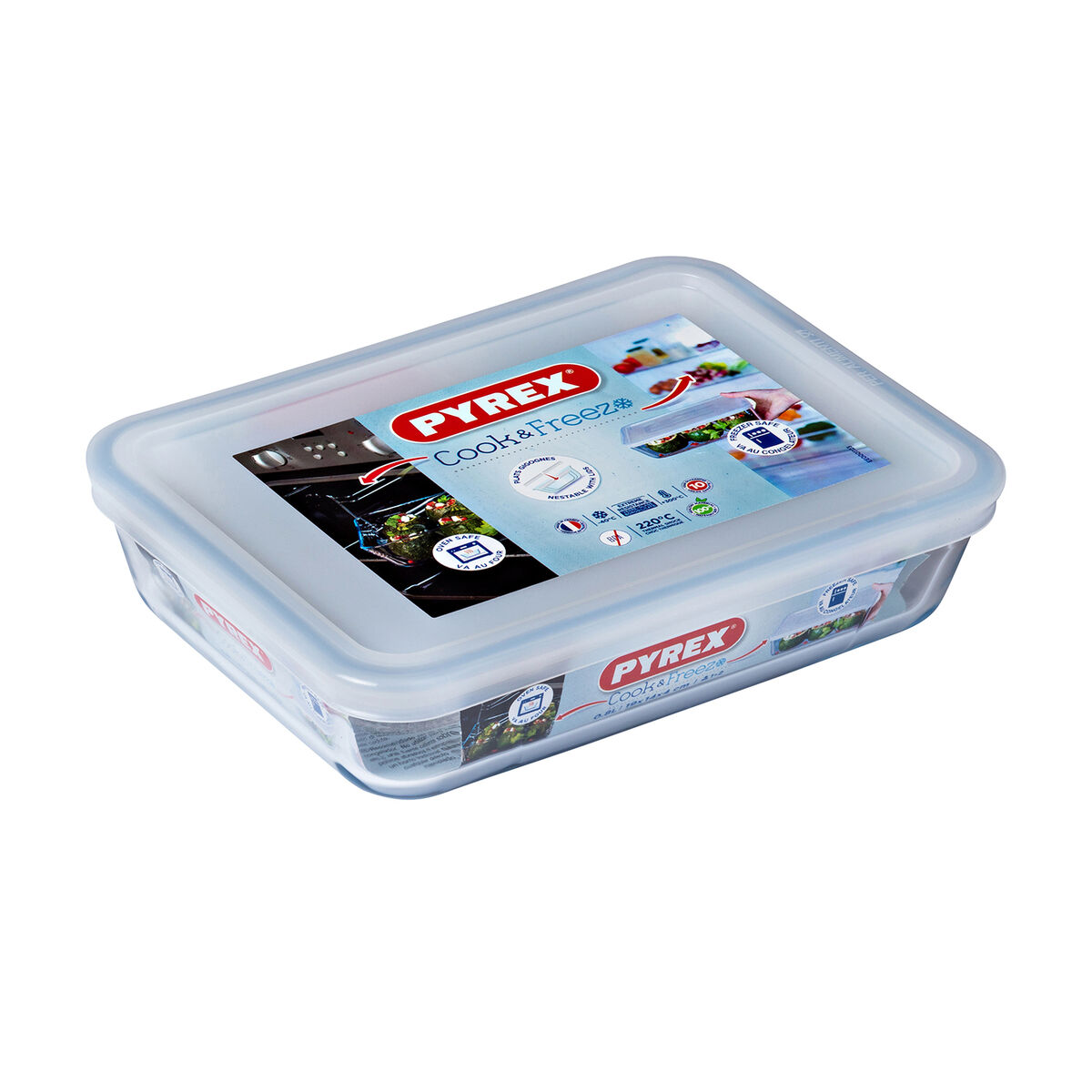 Rektangulär matlåda med lock Pyrex Cook & Freeze 19 x 14 x 5 cm 800 ml Transparent Silikon Glas (6 antal) - 2