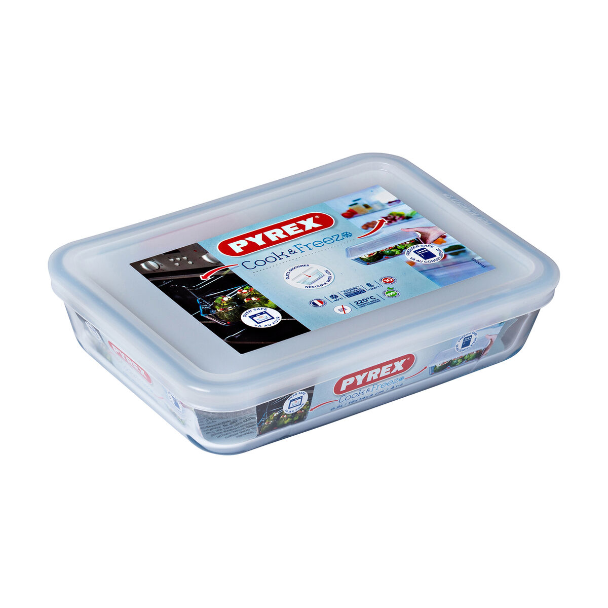 Rektangulär matlåda med lock Pyrex Cook & Freeze 22,5 x 17,5 x 6,5 cm 1,5 L Transparent Silikon Glas (6 antal) - 2