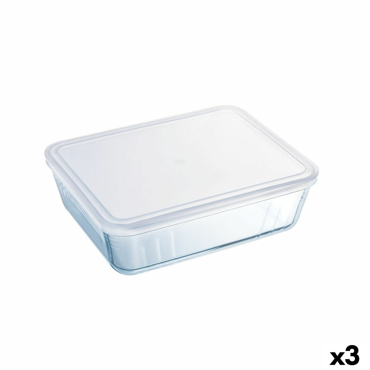 Rektangulär matlåda med lock Pyrex Cook&freeze 28 x 23 x 10 cm 4,2 L Transparent Glas Silikon (3 antal)
