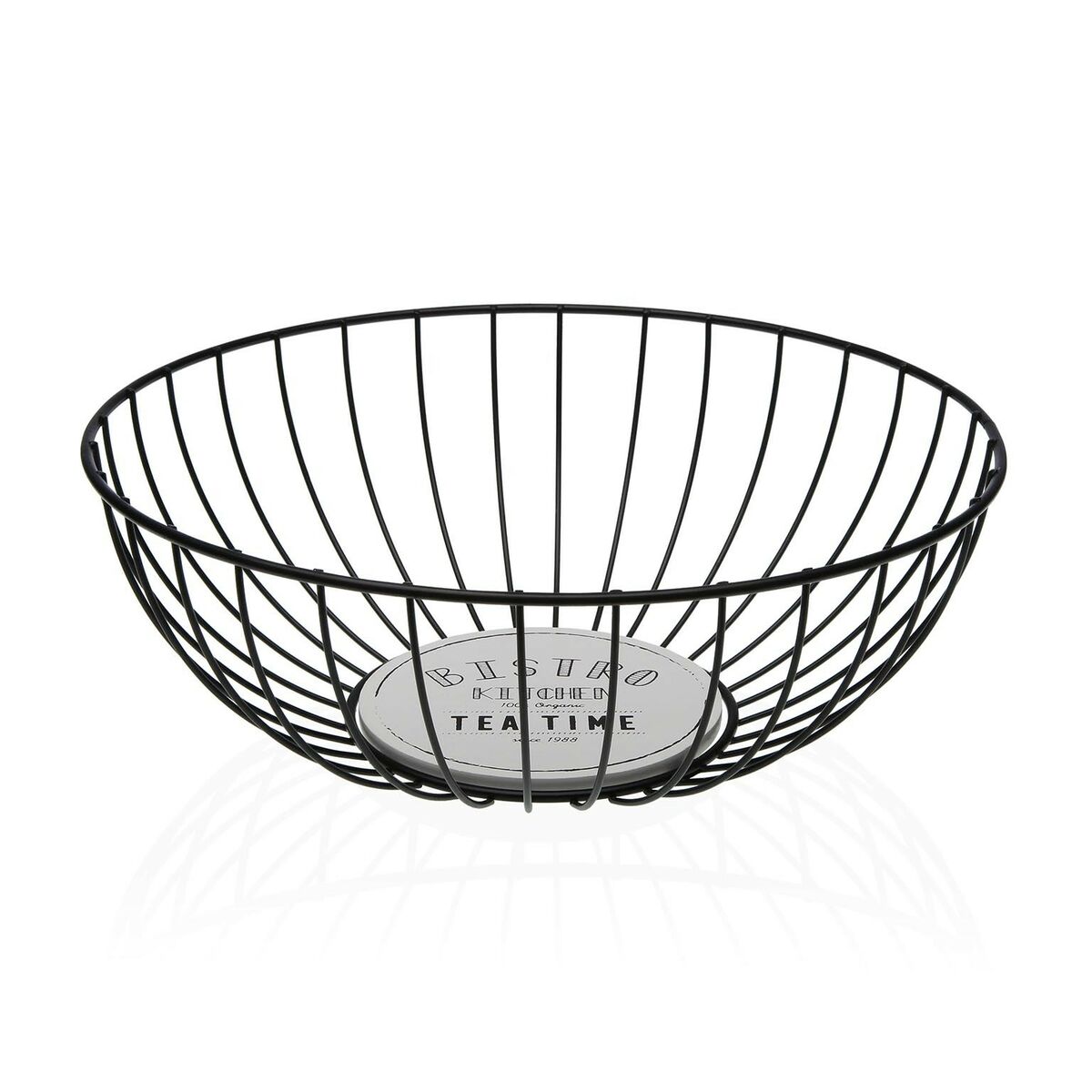 Fruktskål Versa Bistro Svart Metall Stål Trä MDF 28 x 10 x 28 cm