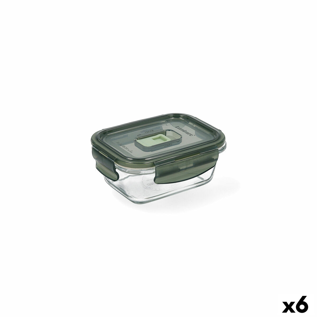 Hermetisk matlåda Luminarc Pure Box 380 ml 12 x 9 cm Mörkgrön Glas (6 antal)