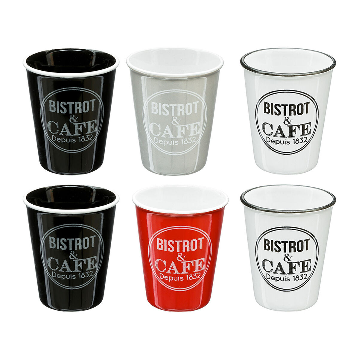 Set med 6 kaffekoppar 5five Bistrot (110 ml)