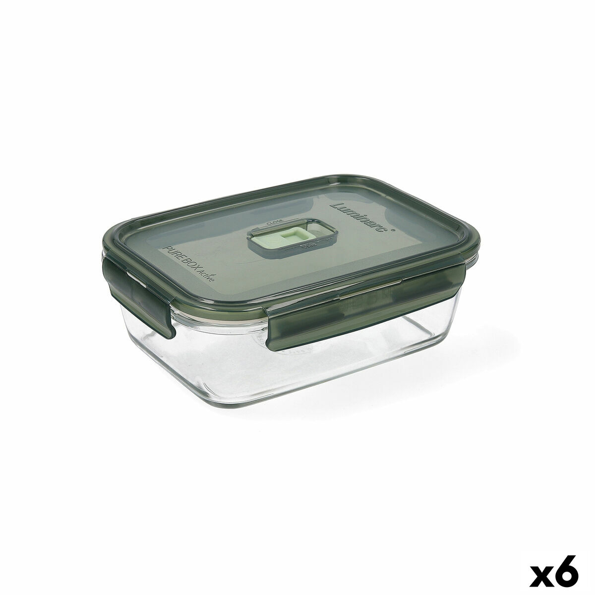 Hermetisk matlåda Luminarc Pure Box 19 x 13 cm 1,22 L Mörkgrön Glas (6 antal)