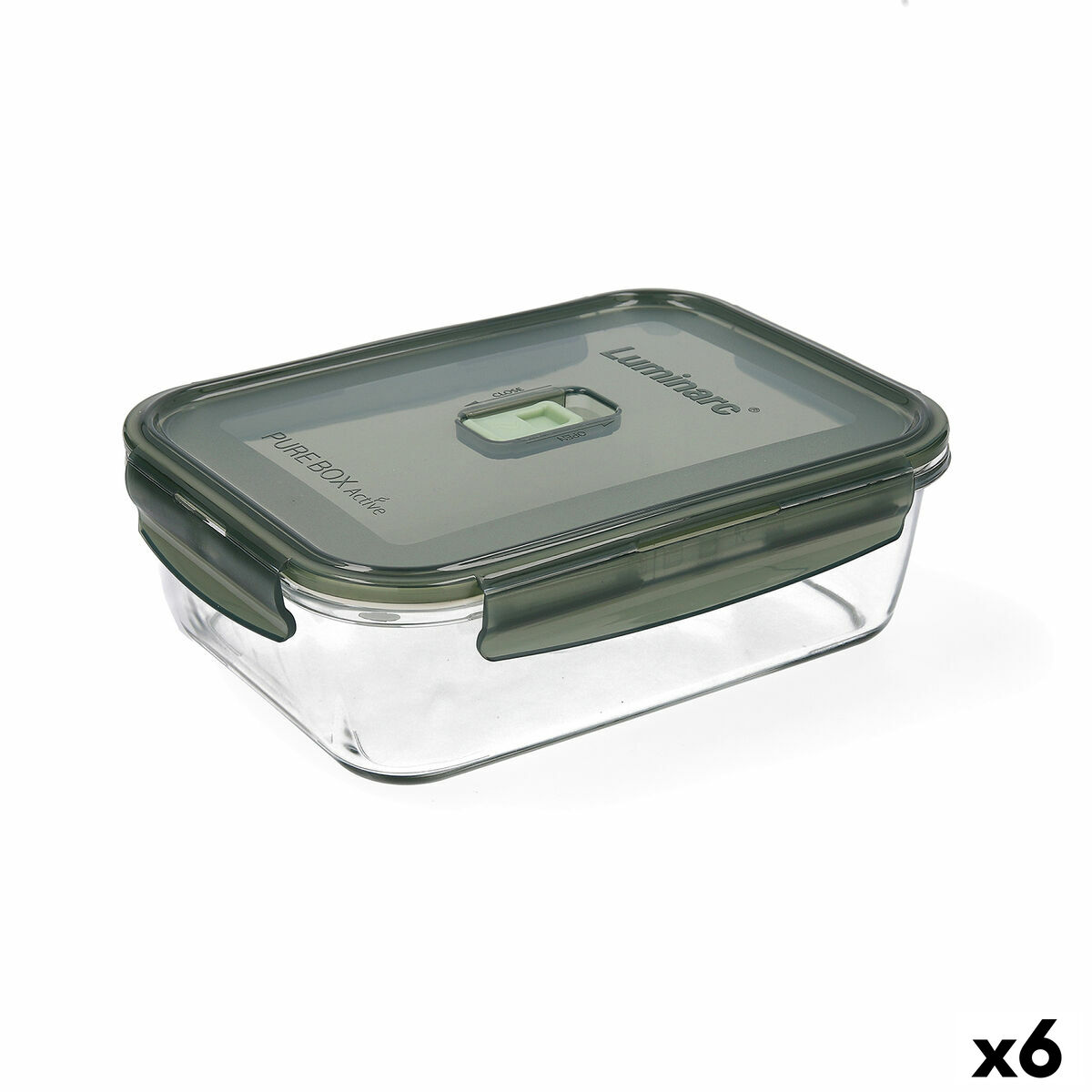 Hermetisk matlåda Luminarc Pure Box 22 x 16 cm 1,97 l Mörkgrön Glas (6 antal)