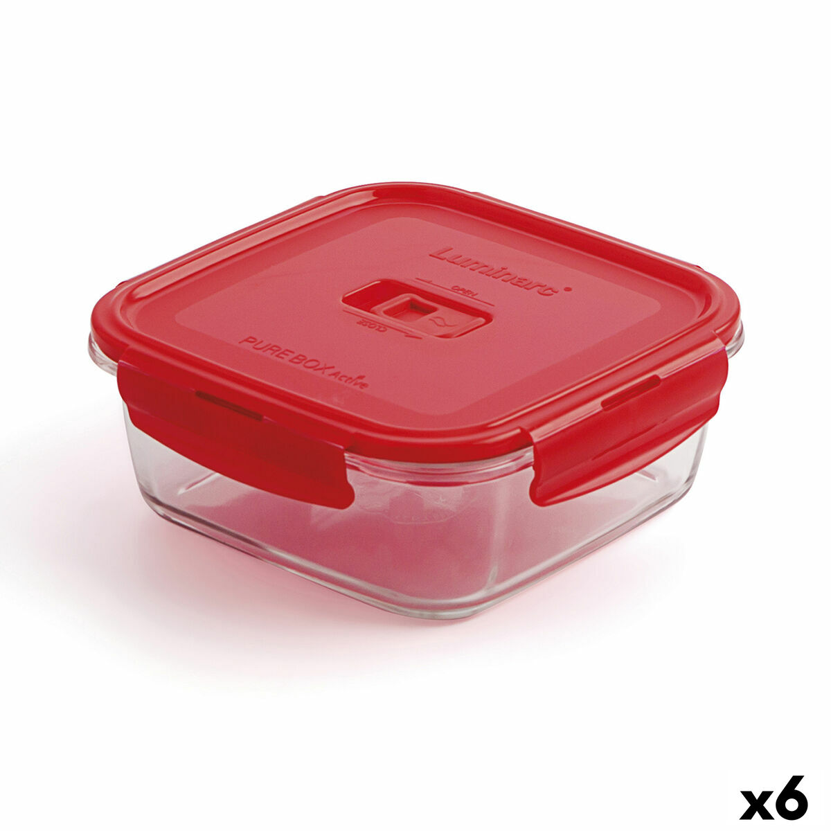 Hermetisk matlåda Luminarc Pure Box Röd 1,22 L Glas (6 antal)