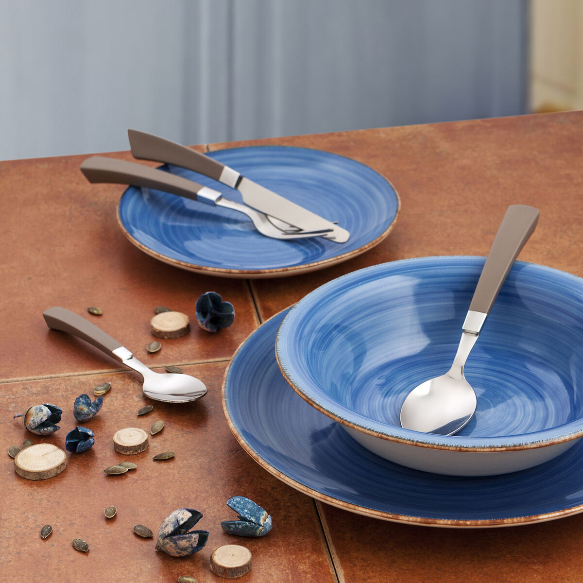 Djup tallrik Quid Vita Blå Keramik (ø 21,5 cm) (12 antal) - 2