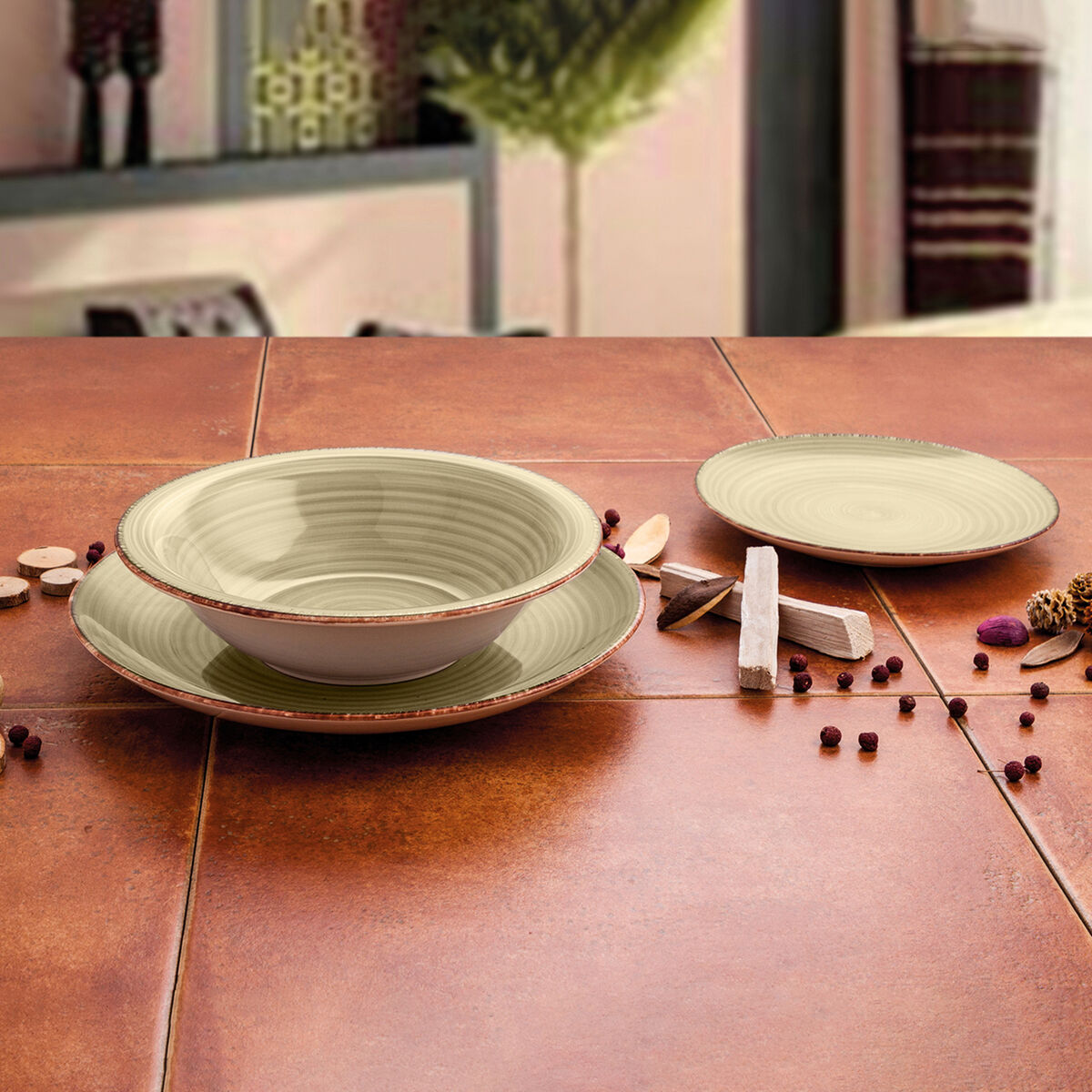 Dessert Quid Natura Vita Keramik Grön (19 cm) (12 antal) - 2