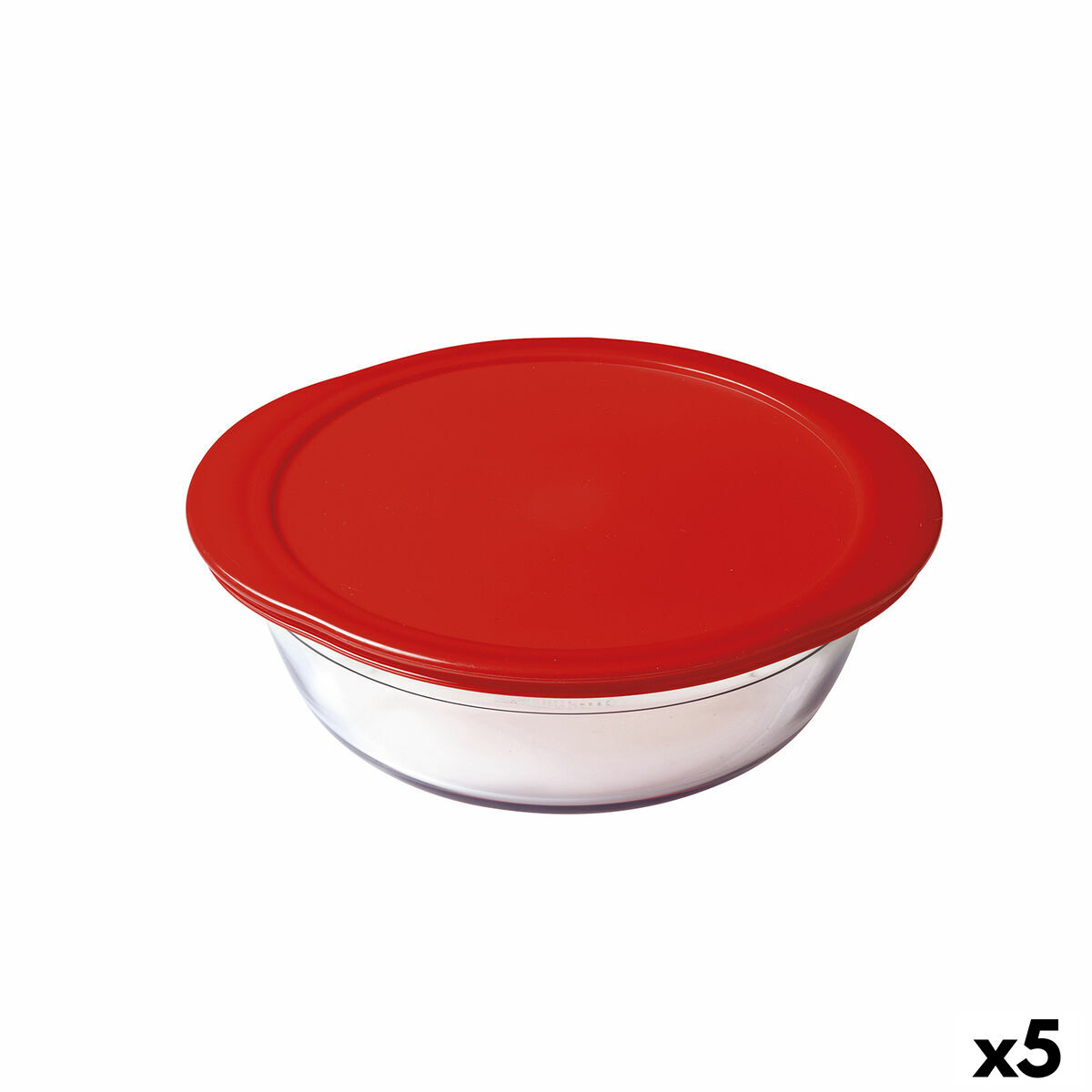 Rund matlåda med lock Ô Cuisine Cook & Store Röd 350 ml 15 x 15 x 5 cm Silikon Glas (5 antal)