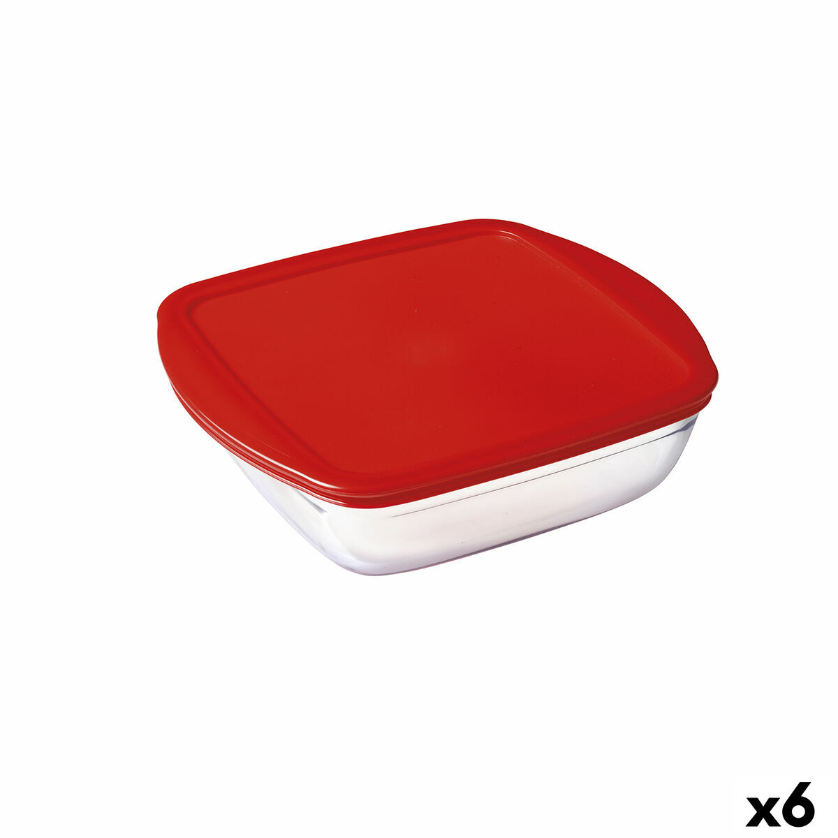 Fyrkantig matlåda med lock Ô Cuisine Cook & Store Röd 1 L 20 x 17 x 6 cm Silikon Glas (6 antal)