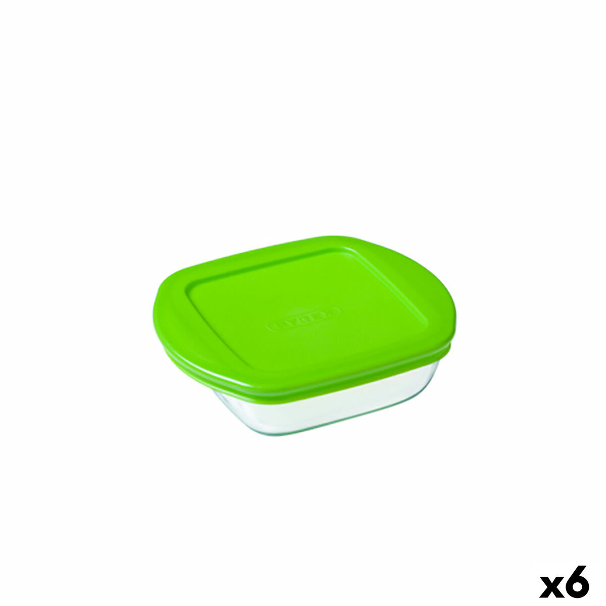 Fyrkantig matlåda med lock Pyrex Cook & Store Grön 1 L 20 x 17 x 5,5 cm Silikon Glas (6 antal)