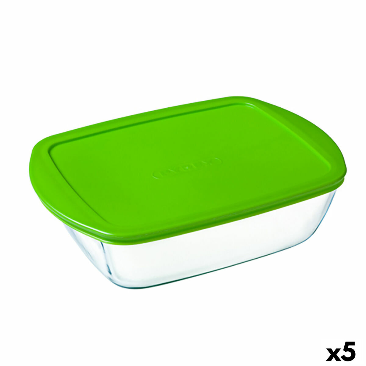 Rektangulär matlåda med lock Pyrex Cook&store Px Grön 2,5 L 28 x 20 x 8 cm Glas Silikon (5 antal)