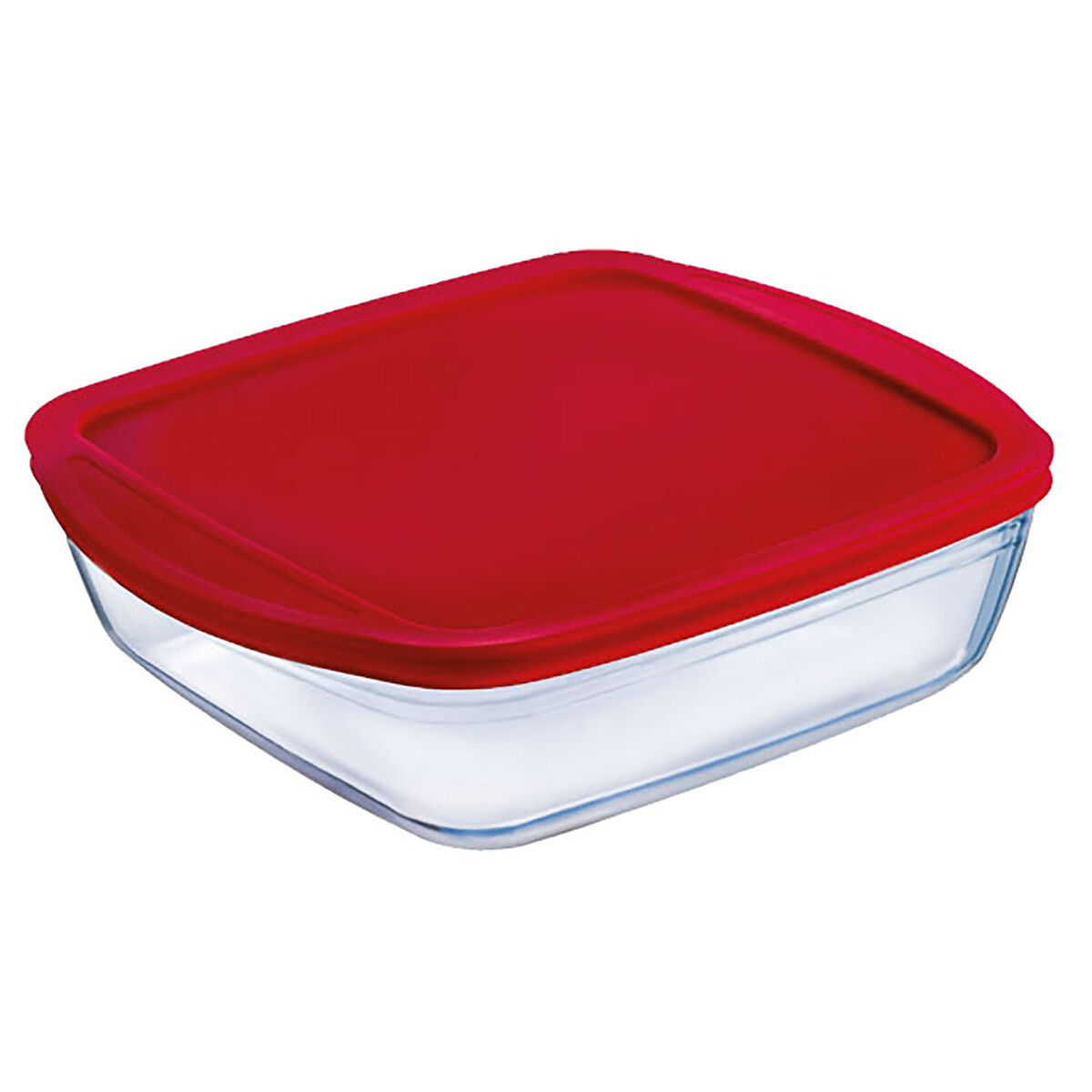 Fyrkantig matlåda med lock Ô Cuisine Cook&store Ocu Röd 2,2 L 25 x 22 x 5 cm Glas Silikon (5 antal) - 2
