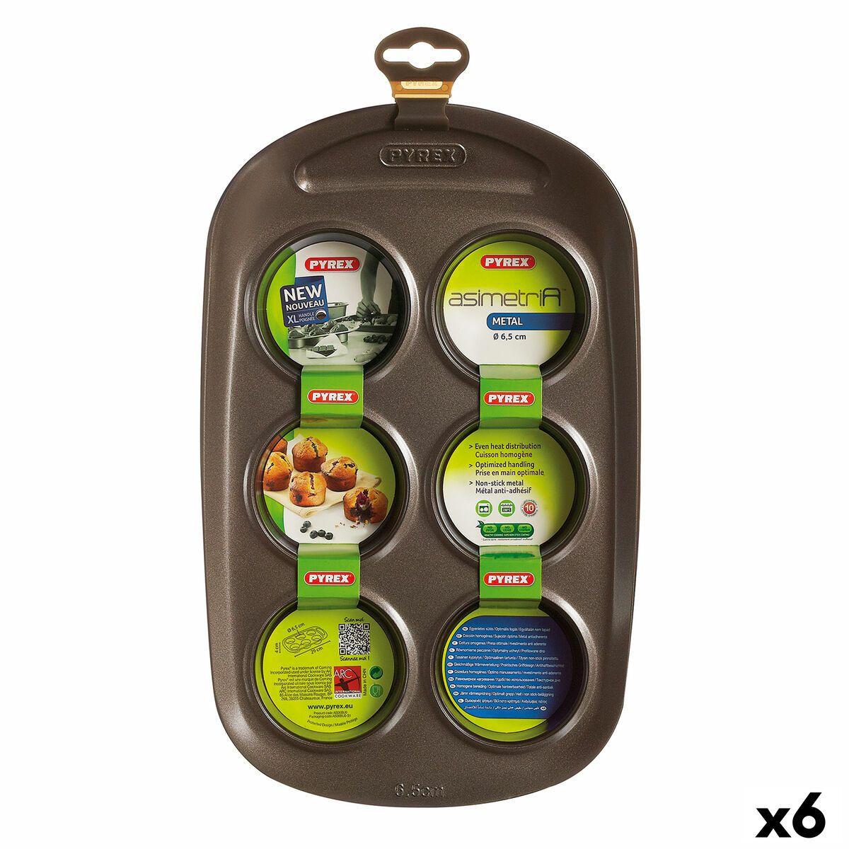 Ttartelettform Pyrex Asimetria Svart 29 x 18 x 5 cm (6 antal)