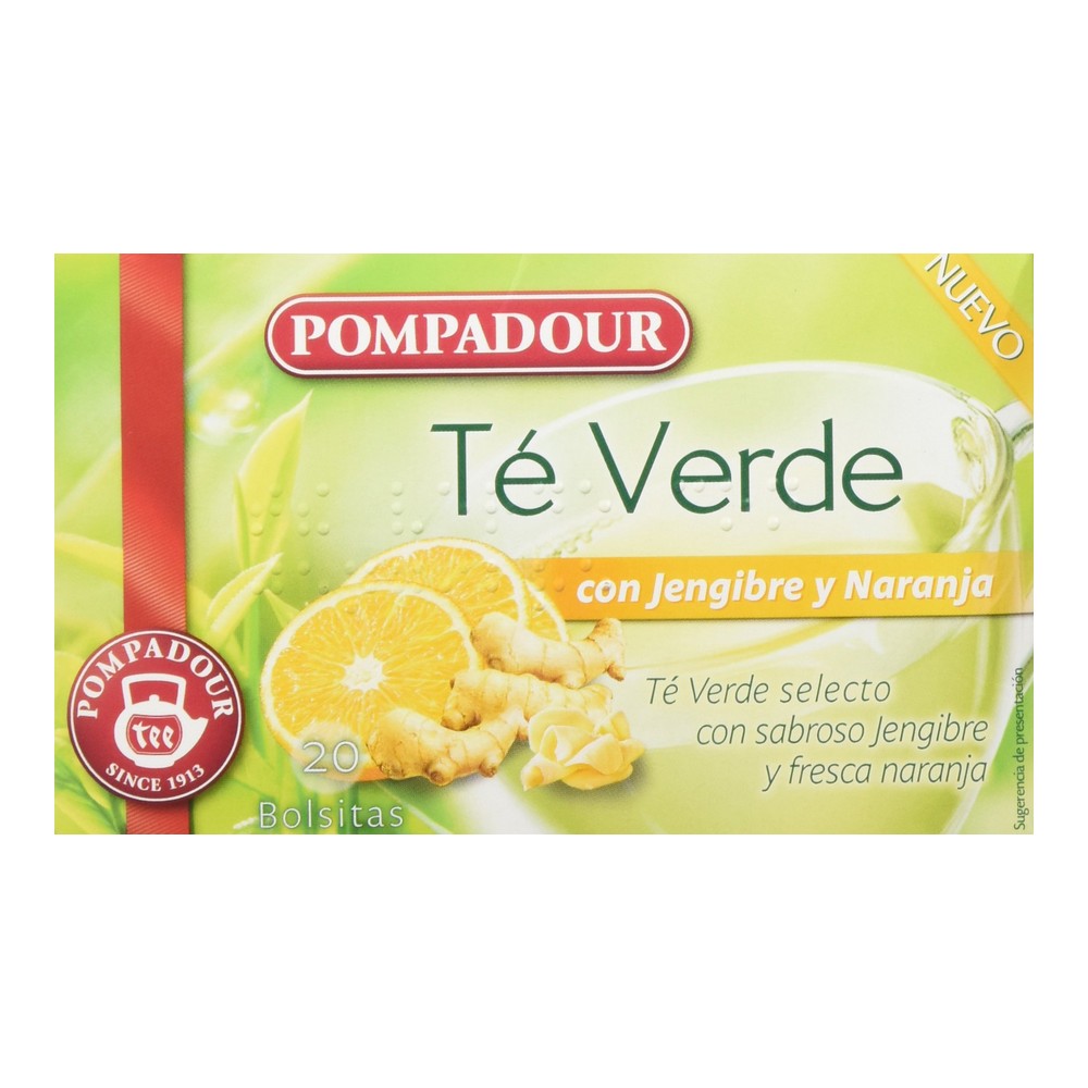 Infusion Pompadour Grönt te Ingefära Orange (20 uds)