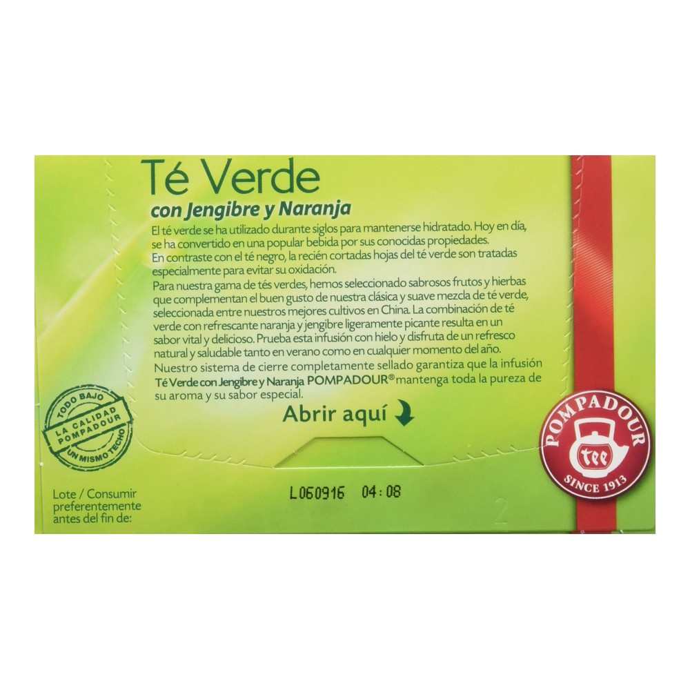 Infusion Pompadour Grönt te Ingefära Orange (20 uds) - 2