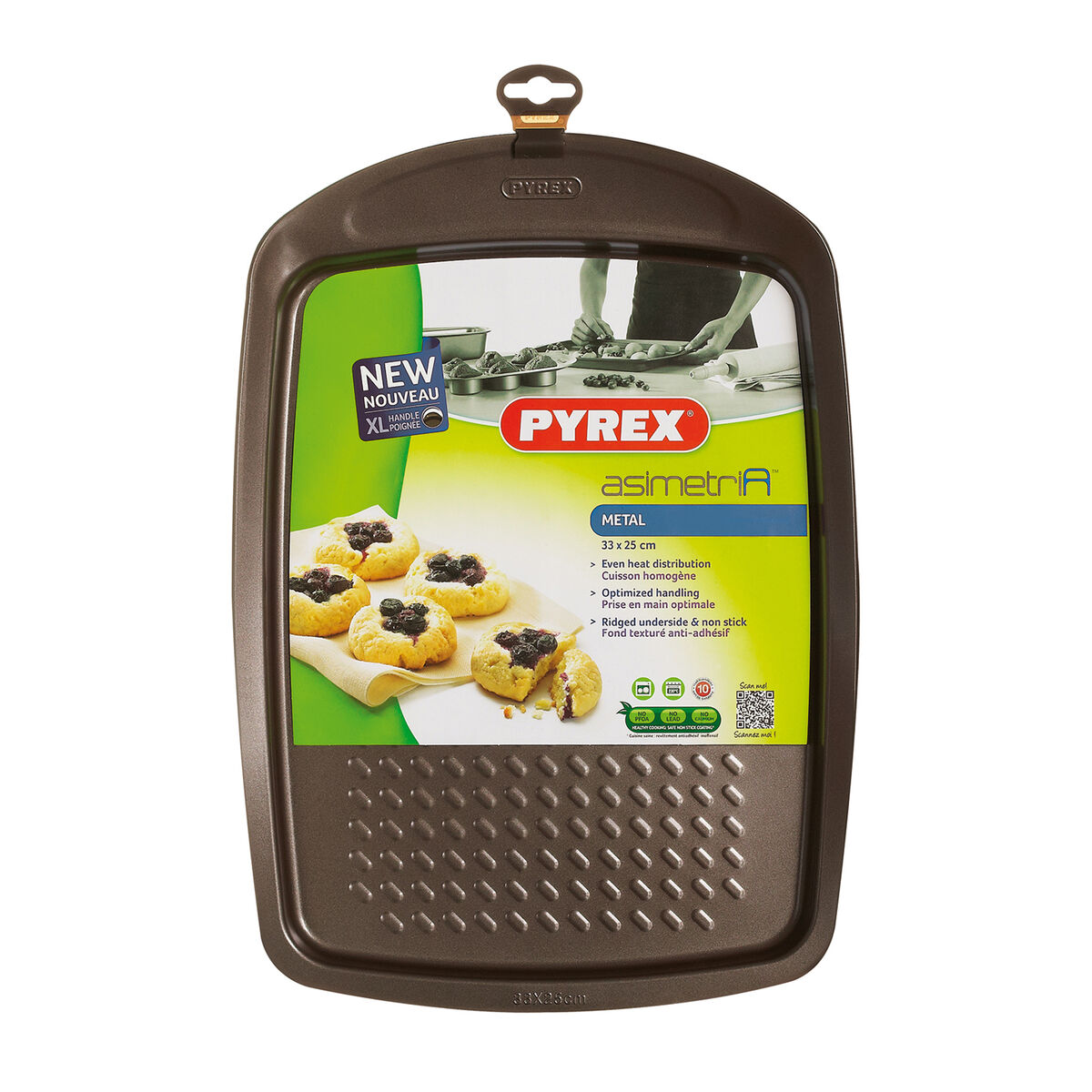 Ugnsform Pyrex Asimetria Rektangulär Svart Metall 33 x 25 cm (6 antal) - 2
