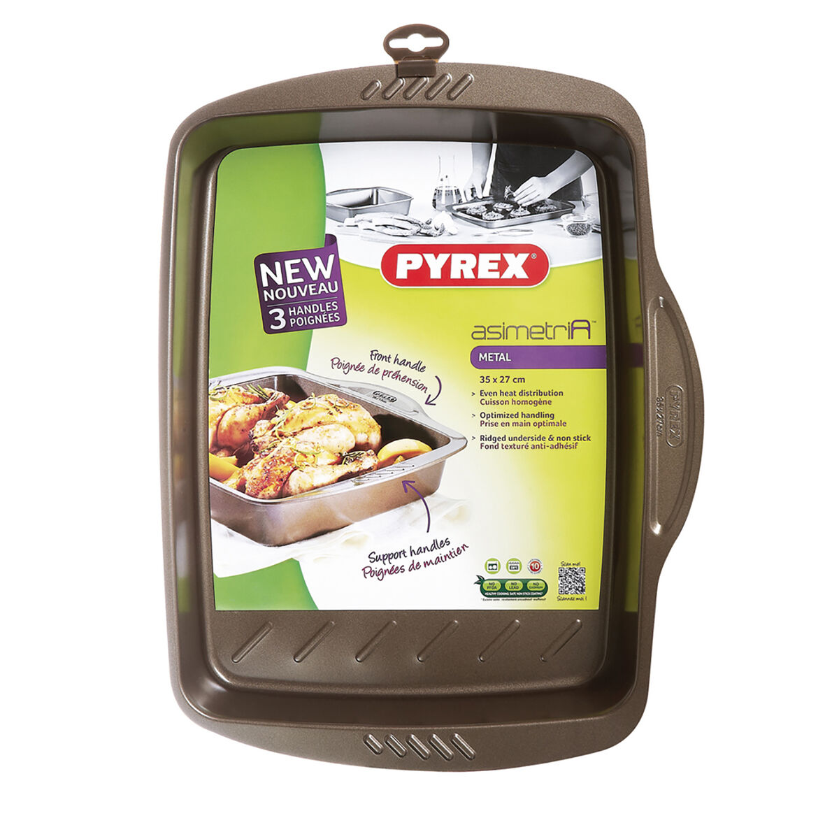 Ugnsform Pyrex Asimetria Rektangulär Svart 35 x 27 cm Metall (6 antal) - 2