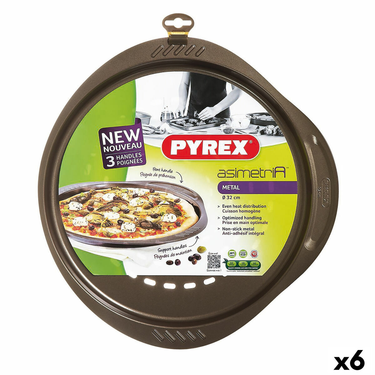 Pizza-form Pyrex Asimetria Metall Ø 32 cm (6 antal)