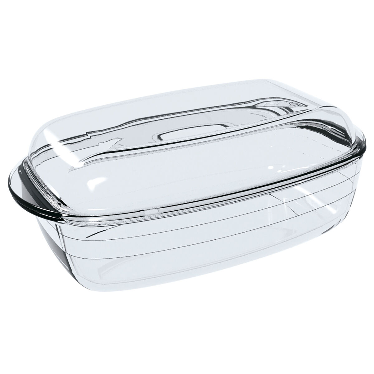 Servingsfat Ô Cuisine Rektangulär Med lock 1,6 L 2,9 L Transparent Glas (3 antal) - 2