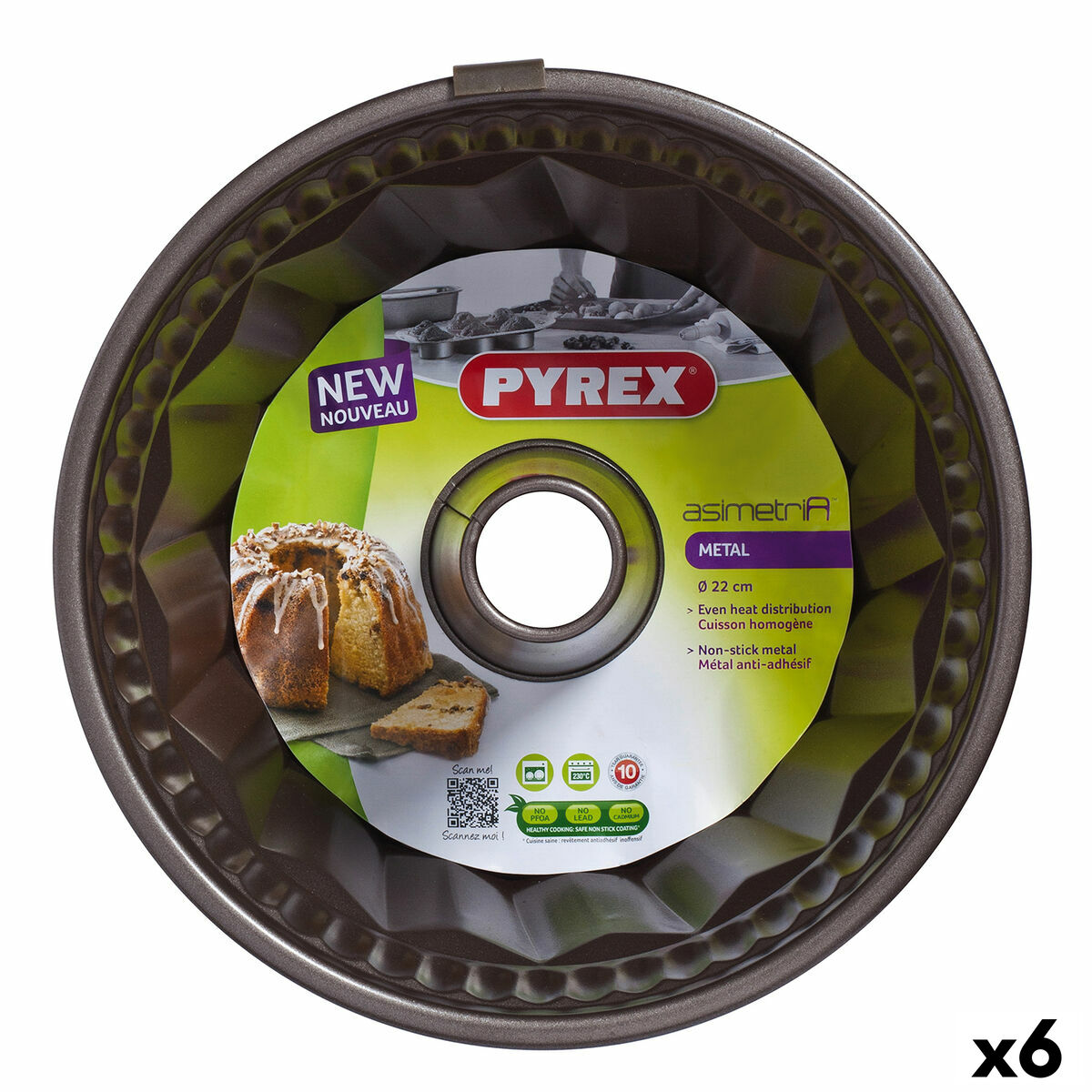 Ugnsform Pyrex Asimetria Ring Svart Metall (6 antal)